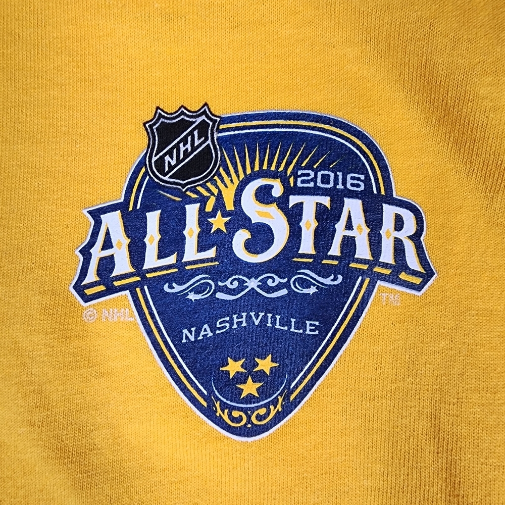 NWT 2016 NHL Reebok Bright Yellow All-Star Long Sleeve Tee Nashville Size M - Picture 2 of 11